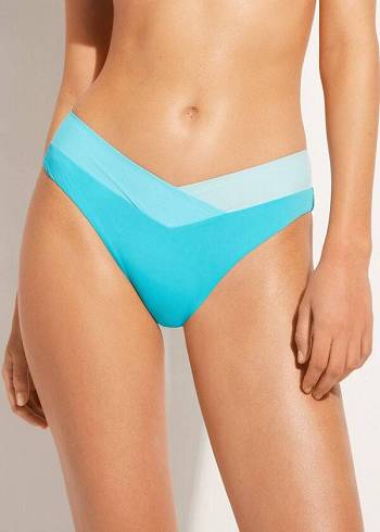 Abajo De Bikini Calzedonia Color Block Azzorre Mujer Turquesa Verdes | MX2821RW