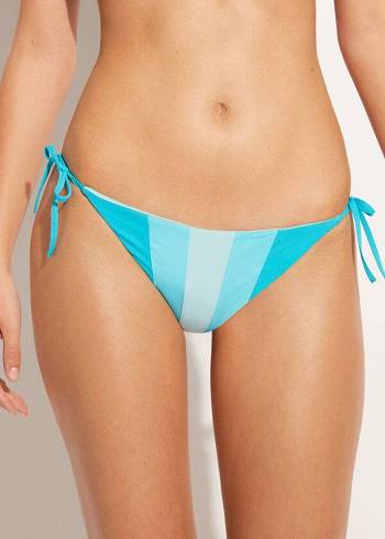 Abajo De Bikini Calzedonia Color Block String Azzorre Mujer Turquesa Verdes | MX2820TV