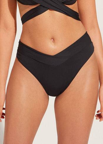 Abajo De Bikini Calzedonia High-Cintura V-Cut Brazilian Indonesia Mujer Negros | MX2730BC