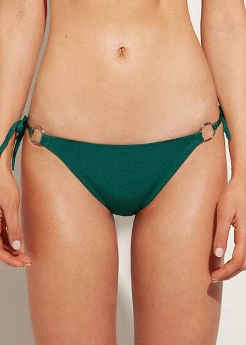 Abajo De Bikini Calzedonia Lamé String Hollywood Mujer Verdes | MX2700PQ