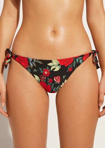 Abajo De Bikini Calzedonia Reversible String Nizza Mujer Rosas | MX2677YU