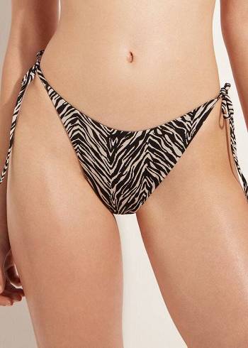 Abajo De Bikini Calzedonia Tanga Zebra Nairobi Mujer Negros | MX2550PQ