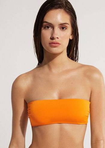 Arriba De Bikini Calzedonia Acolchado Bandeau Indonesia Eco Strapless Mujer Naranjas | MX2382CE