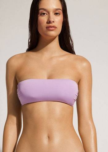 Arriba De Bikini Calzedonia Acolchado Bandeau Indonesia Eco Strapless Mujer Morados | MX2383XF