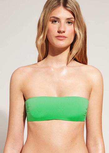 Arriba De Bikini Calzedonia Acolchado Bandeau Indonesia Eco rosa Mujer Verdes | MX2387JJ