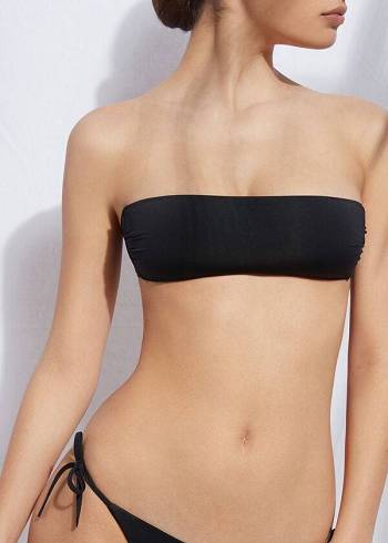 Arriba De Bikini Calzedonia Acolchado Bandeau Indonesia Eco rosa Mujer Negros | MX2388HK