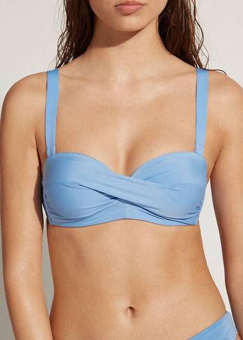 Arriba De Bikini Calzedonia Acolchado Bandeau Indonesia Mujer Azules | MX2402WY