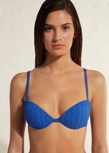 Arriba De Bikini Calzedonia Acolchado Push-Up Mykonos Mujer Azules | MX2322RW