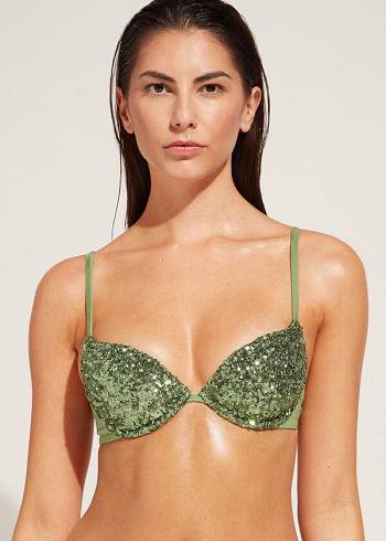 Arriba De Bikini Calzedonia Acolchado Push-Up Cannes rosa Mujer Verdes | MX2349EX