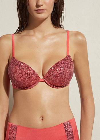 Arriba De Bikini Calzedonia Acolchado Push-Up Cannes Mujer Rosas | MX2353NB