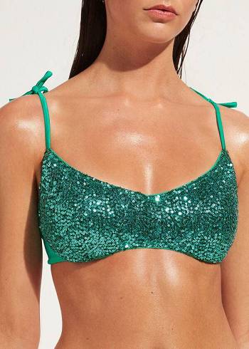 Arriba De Bikini Calzedonia Acolchado Tank-Estilo Cannes Mujer Verdes | MX2307CE