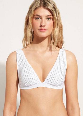 Arriba De Bikini Calzedonia Acolchado Triangle Shanghai Mujer Blancos | MX2254XF