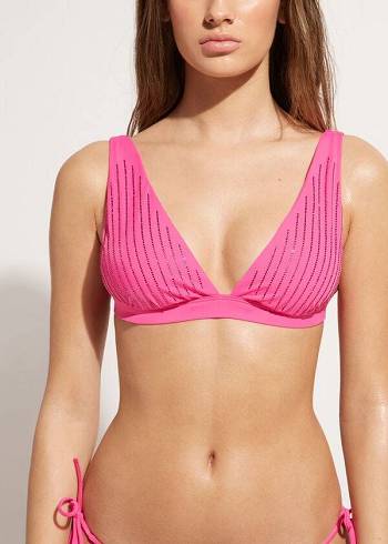 Arriba De Bikini Calzedonia Acolchado Triangle Shanghai Mujer Rosas | MX2256VD