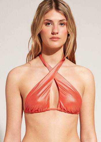 Arriba De Bikini Calzedonia Bandeau Antigua Mujer Coral Naranjas | MX2506WY