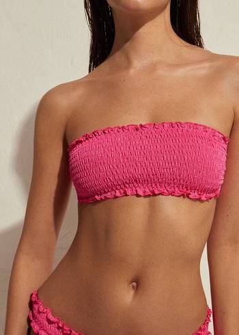 Arriba De Bikini Calzedonia Bandeau Formentera Mujer Rosas | MX2501UT