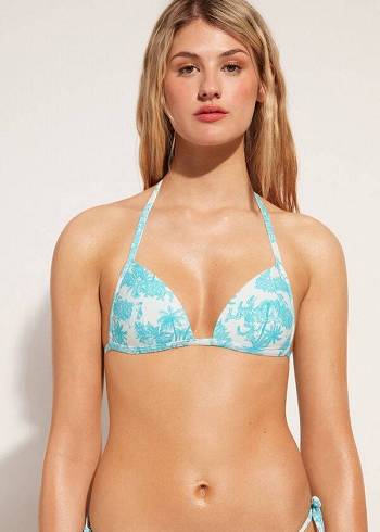 Arriba De Bikini Calzedonia Graduated Acolchado Triangle Sorrento Mujer Azules | MX2441GL