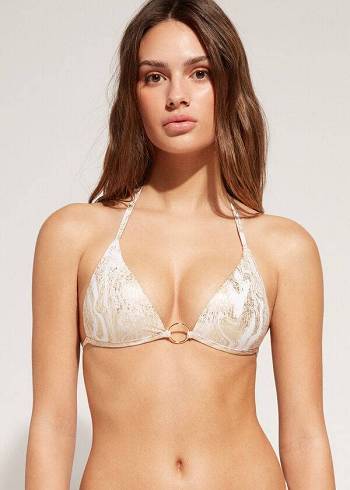 Arriba De Bikini Calzedonia Graduated Acolchado Triangle Melbourne Mujer Dorados | MX2446PQ