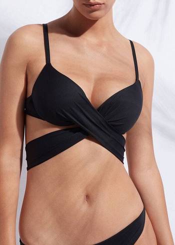 Arriba De Bikini Calzedonia Graduated Push-Up Indonesia Mujer Negros | MX2438KI