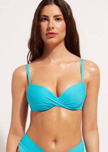 Arriba De Bikini Calzedonia Soft Graduated Super Acolchado Push-up Indonesia Mujer Turquesa | MX2231BC