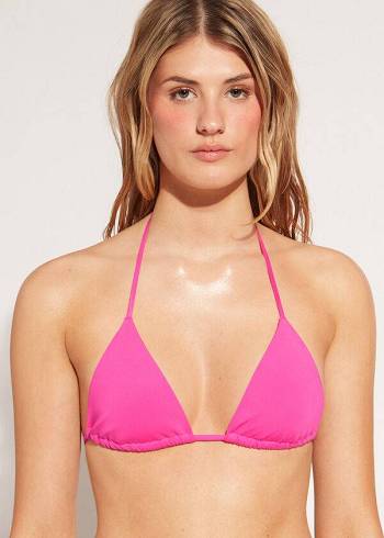 Arriba De Bikini Calzedonia Triangle String Indonesia Eco rosa Mujer Rosas | MX2147KI