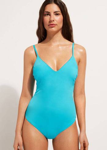 Bañadores Calzedonia Acolchado One-Piece Indonesia Mujer Turquesa | MX2008OR