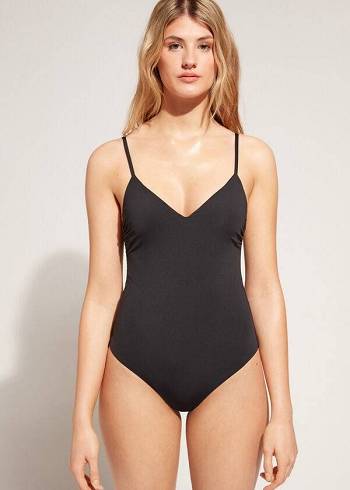 Bañadores Calzedonia Acolchado One-Piece Indonesia Mujer Negros | MX2013FM