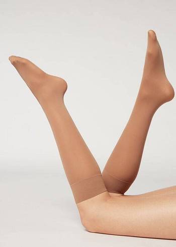 Calcetines Calzedonia 30 Denier Semi Opaque Microfiber Knee-Highs Long Mujer Beige | MX1960DN