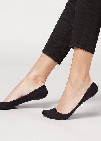 Calcetines Calzedonia Algodon Invisible with Silicona Edge Mujer Negros | MX1984AP