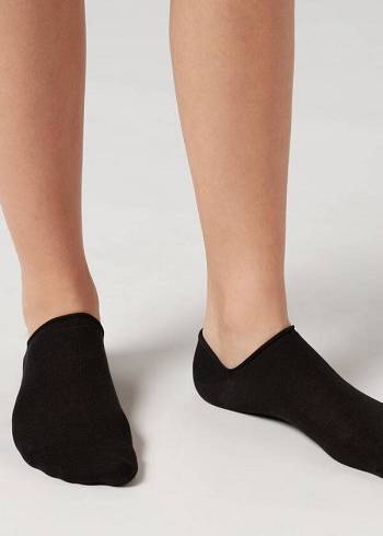 Calcetines Calzedonia Algodon No-Show Mujer Negros | MX1911HK