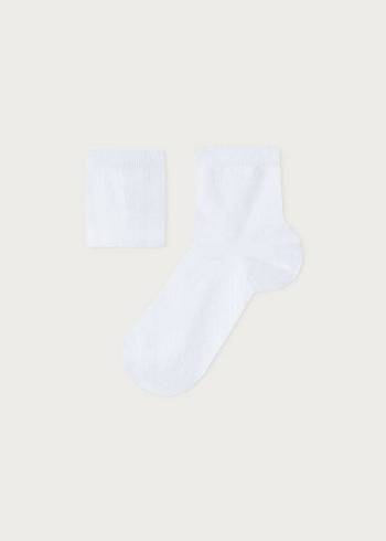 Calcetines Calzedonia Algodon with Fresh Feet Respirable Material Corta Niños Blancos | MX1087BC