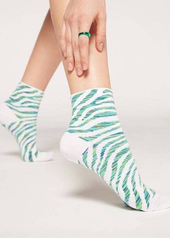 Calcetines Calzedonia Animal Patterned Corta Mujer Verdes | MX1861KI