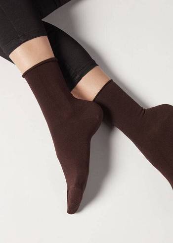 Calcetines Calzedonia Ankle with Cashmere Corta Mujer Marrom | MX1851IS