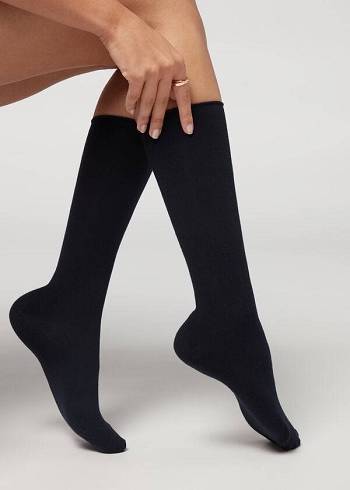 Calcetines Calzedonia Cashmere Blend 3/4 Long Mujer Azules | MX1955IS