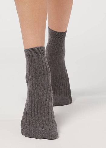 Calcetines Calzedonia Cashmere Blend Corta Mujer Grises | MX1839CE