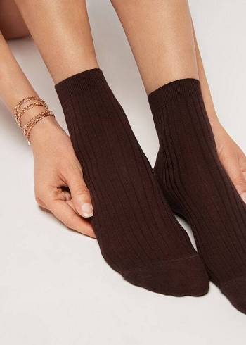 Calcetines Calzedonia Cashmere Blend Corta Mujer Marrom | MX1840VD