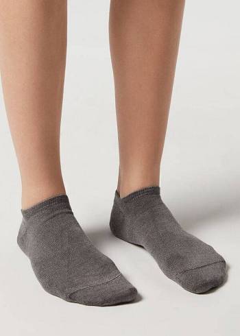 Calcetines Calzedonia Cashmere Blend No-Show Mujer Grises | MX1924EX