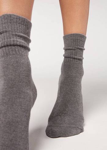 Calcetines Calzedonia Cashmere Deporte Corta Mujer Grises | MX1831FM