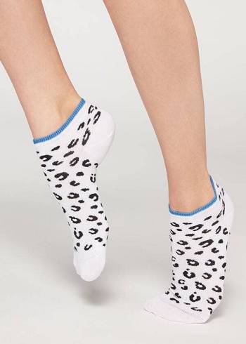 Calcetines Calzedonia Checkered No-Show Mujer Blancos | MX1922QZ