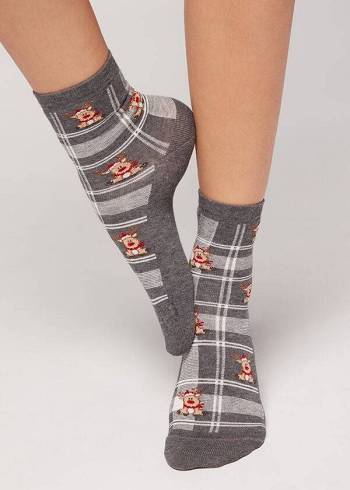 Calcetines Calzedonia Christmas Corta Mujer Grises | MX1819WY