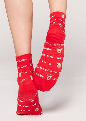 Calcetines Calzedonia Christmas Series Corta Mujer Rojos | MX1821RW