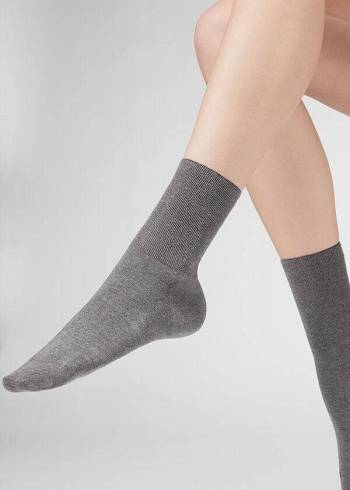 Calcetines Calzedonia Corta in Algodon with Cashmere Mujer Grises | MX1693YU