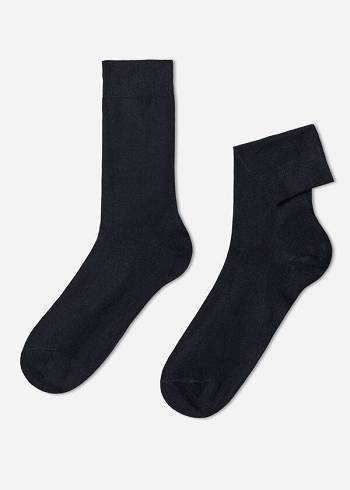 Calcetines Calzedonia Crew with Cashmere Hombre Azules | MX1361SO