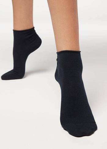 Calcetines Calzedonia Cuffless Corta in Algodon Mujer Azules | MX1801PQ