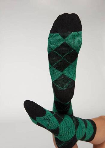 Calcetines Calzedonia Diamond-Pattern Cashmere Corta Mujer Negros Verdes | MX1786XF