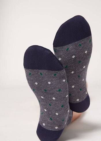 Calcetines Calzedonia Dot-Pattern Corta Mujer Azules | MX1763BC