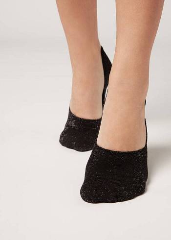 Calcetines Calzedonia Glitter Algodon Invisible Mujer Negros | MX1983PQ