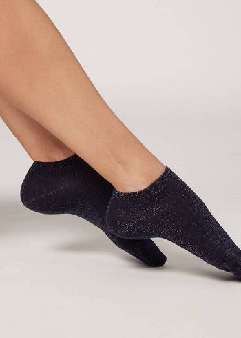 Calcetines Calzedonia Glittery No-Show pop Mujer Azules | MX1898EX