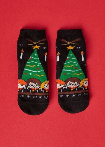 Calcetines Calzedonia Harry Potter Christmas Non-Slip Corta Niños Negros | MX1009BC