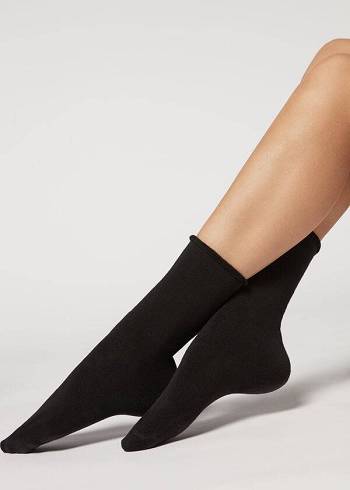 Calcetines Calzedonia Long Thermal Algodon Mujer Negros | MX1943CE