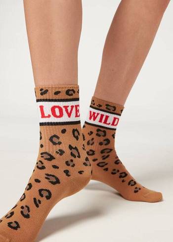 Calcetines Calzedonia Love Pattern Corta Mujer Marrom | MX1743RW